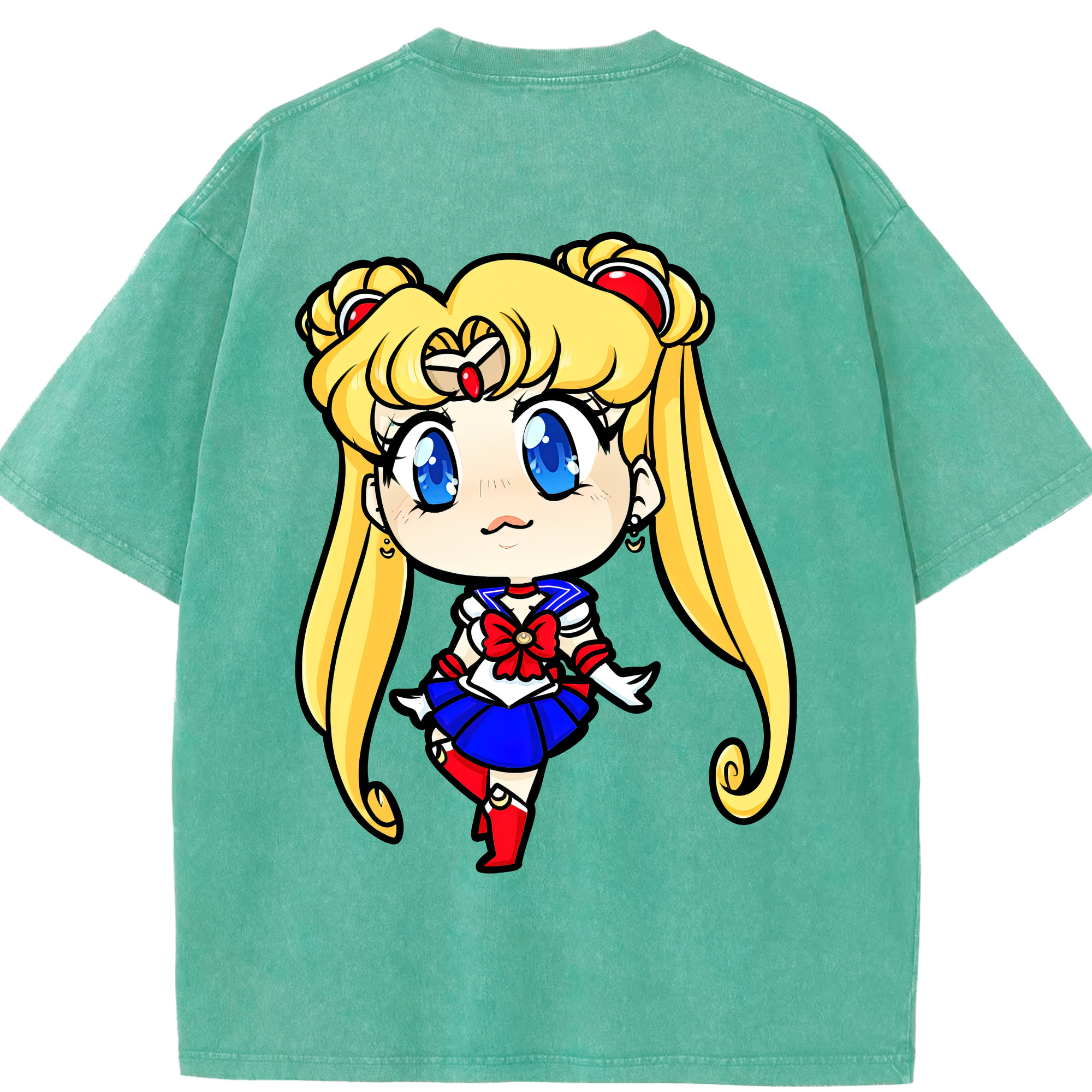 （画像用） 美少女戦士セーラームーン 月野 うさぎ つきの うさぎ Sailor Moon Tsukino Usagi 綿100% ヴィンテージ風 半袖Tシャツ（背面プリント）